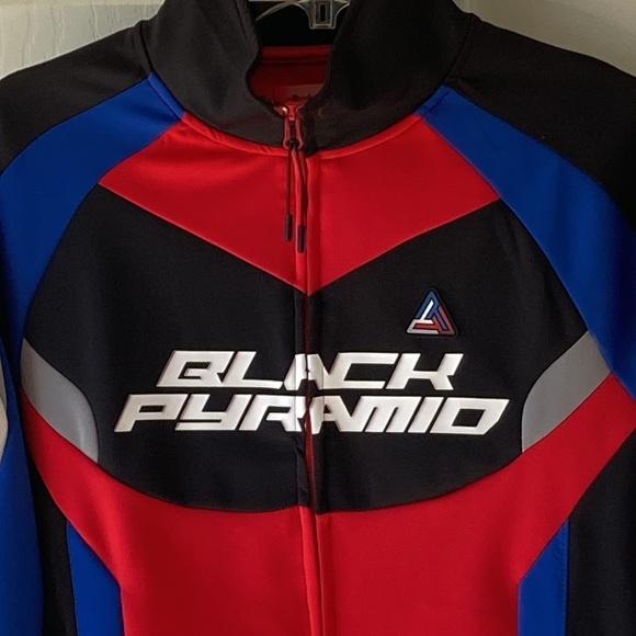 Black Pyramid Chris Brown Racer Track Jacket Size S Red White Gray Red Blue Blk - Picture 2 of 5